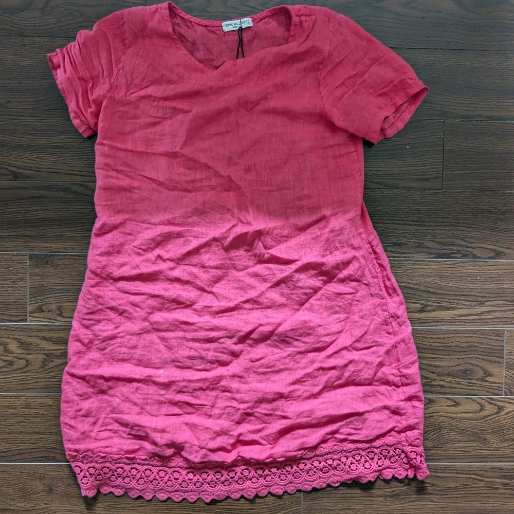 Hot pink linen dress